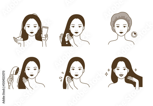 Beautiful woman using hair treatment(pack) for shiny good hair