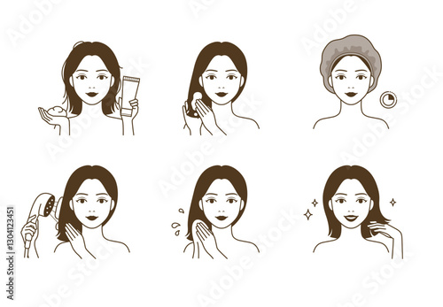Beautiful woman using hair treatment(pack) for shiny good hair