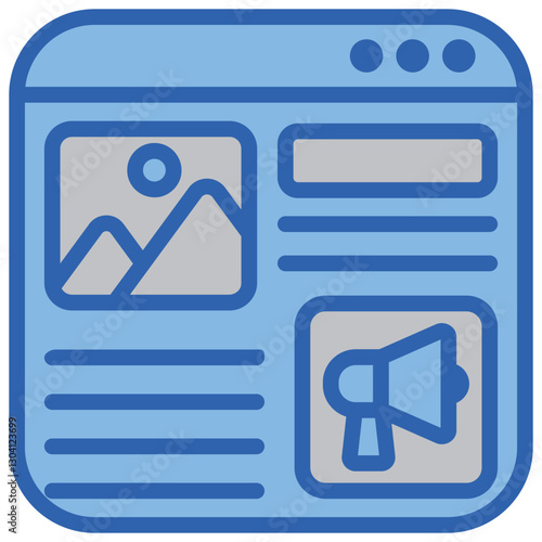 Native Advertising Blue White Icon