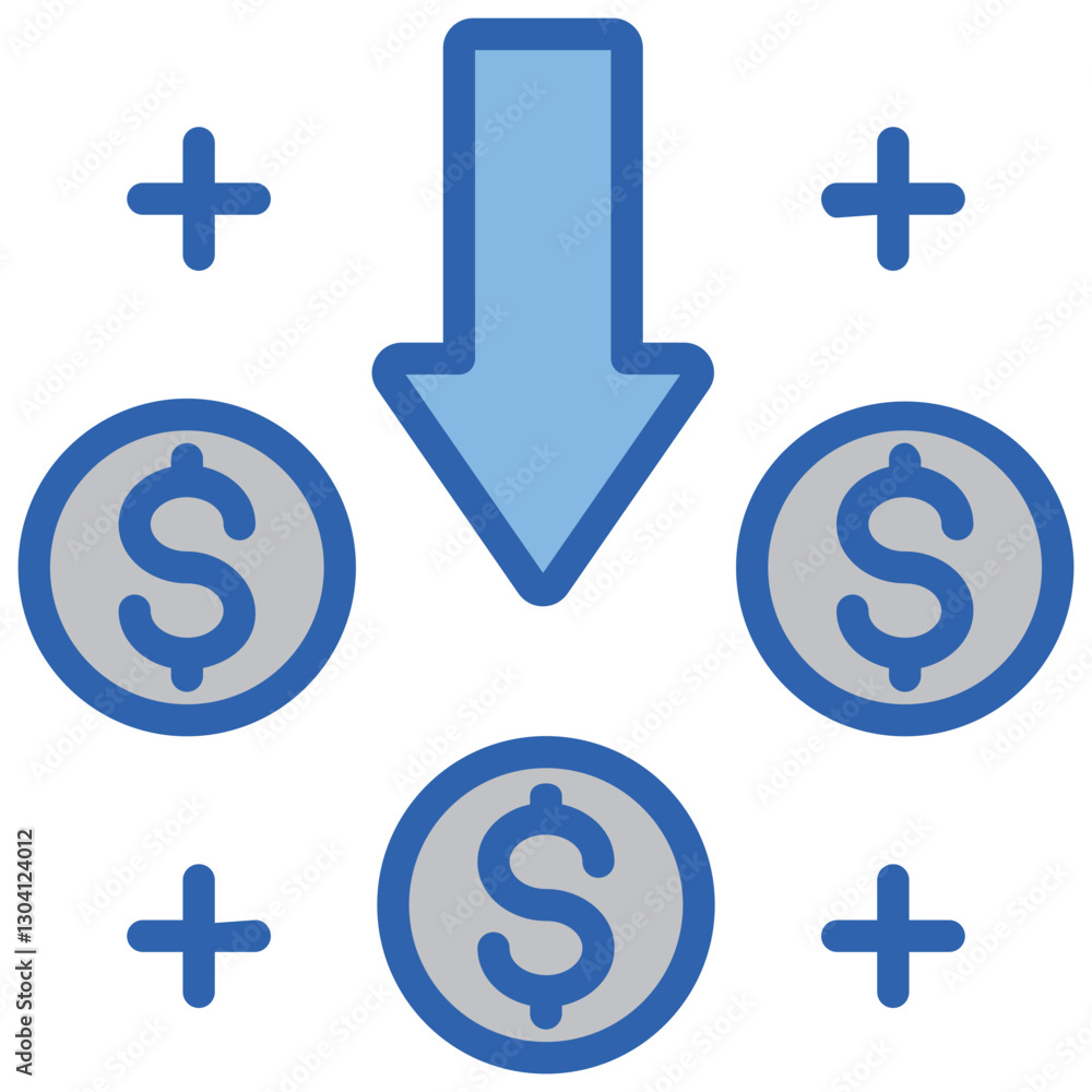 Fototapeta premium Income Blue White Icon