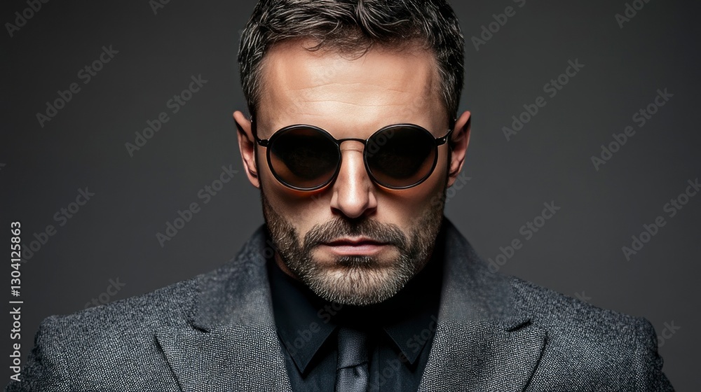 Confident Man in Sunglasses, Stylish Portrait Confident Man in Sunglasses, Stylish Portrait
