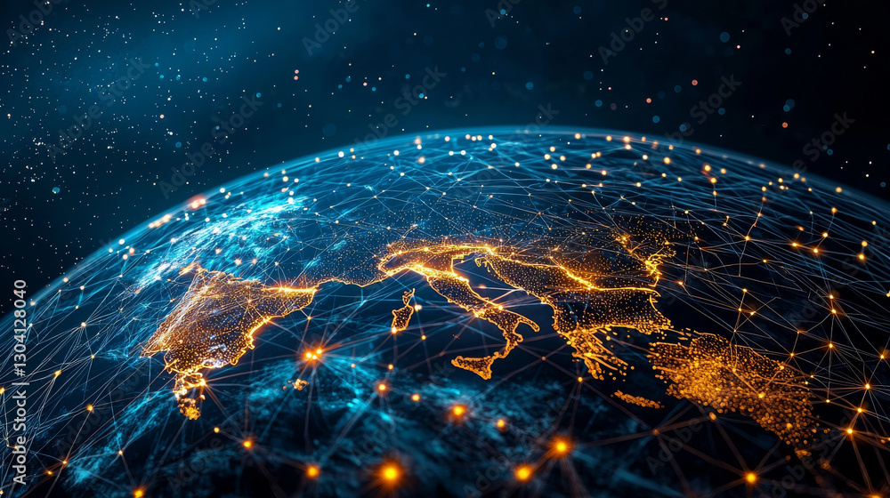glowing Earth visual with vibrant connections representing global networks glowing Earth visual with vibrant connections representing global networks