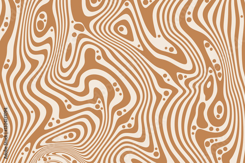 Chocolate and caramel swirl textured pattern. Peanut butter and milk vector wavy abstract design. Splashes of melted toffee and marble liquid flow of maple syrup. Sweet striped dessert bg.