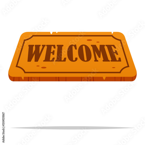 Brown door mat vector isolated illustration