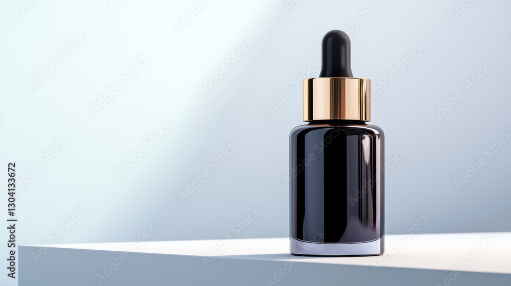 Stylish serum bottle on a minimalistic surface. Stylish serum bottle on a minimalistic surface.