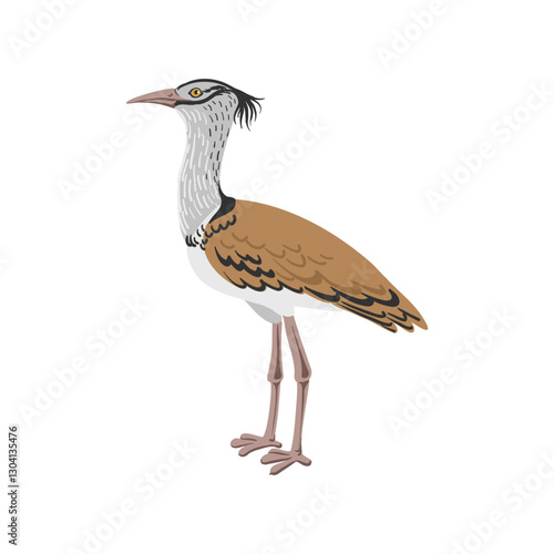 vector drawing bird, kori bustard , hand drawn Ardeotis kori, isolated nature design element