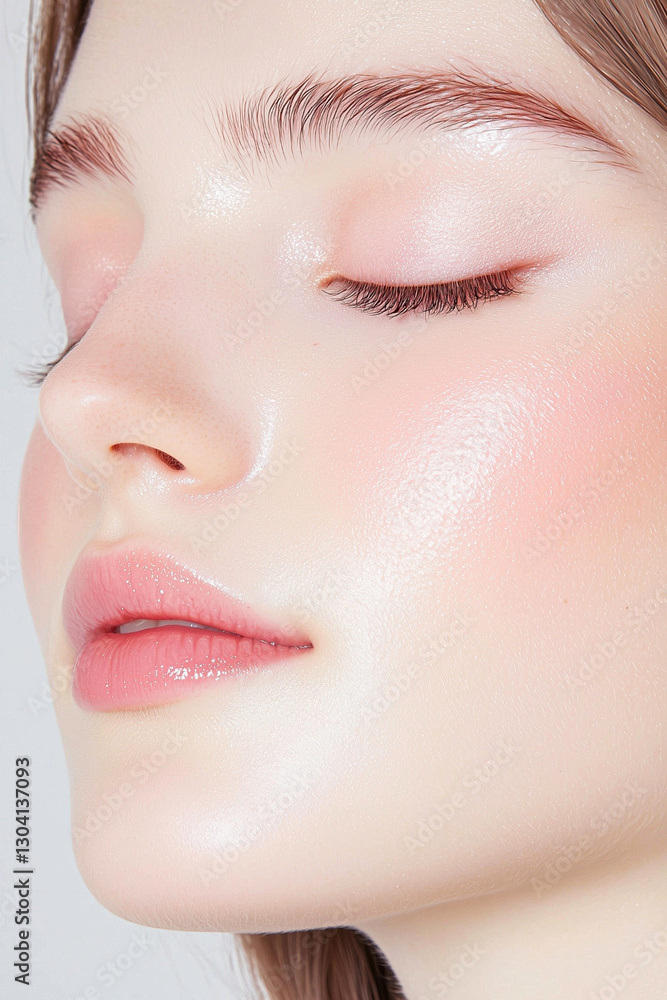 Young Woman with Radiant Skin and Closed Eyes Young Woman with Radiant Skin and Closed Eyes