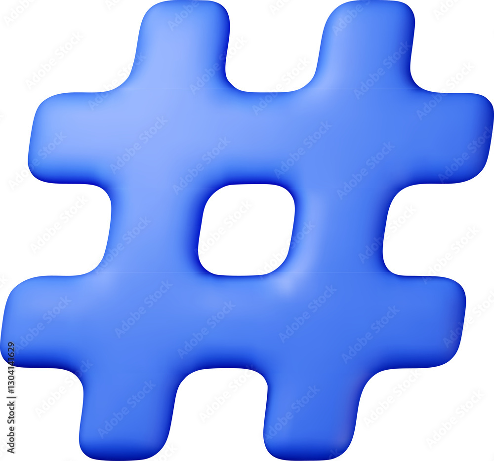 Obraz premium 3d blue realistic hashtag symbol