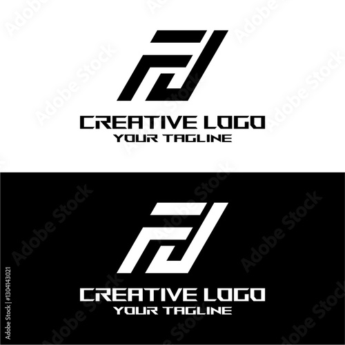 creative letter logo fj design vector