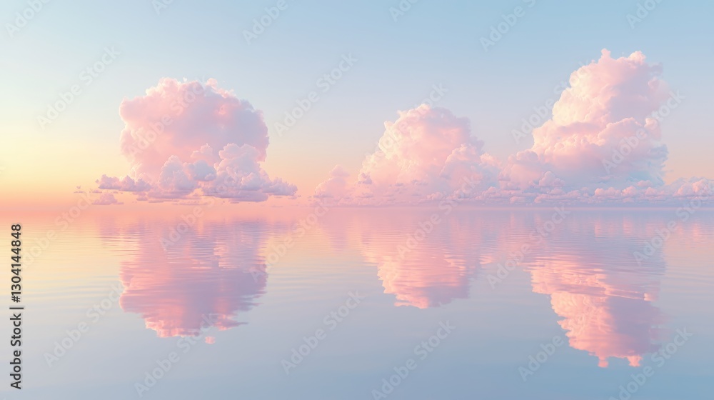 Pastel Pink Sunset Clouds Reflected in Calm Water Pastel Pink Sunset Clouds Reflected in Calm Water