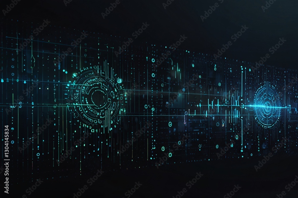 Obraz premium Futuristic Cybersecurity Interface with Holographic Display V1