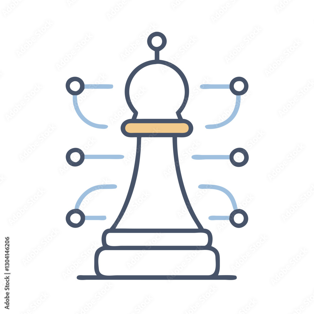 Chess pawn with strategy connections icon Chess pawn with strategy connections icon