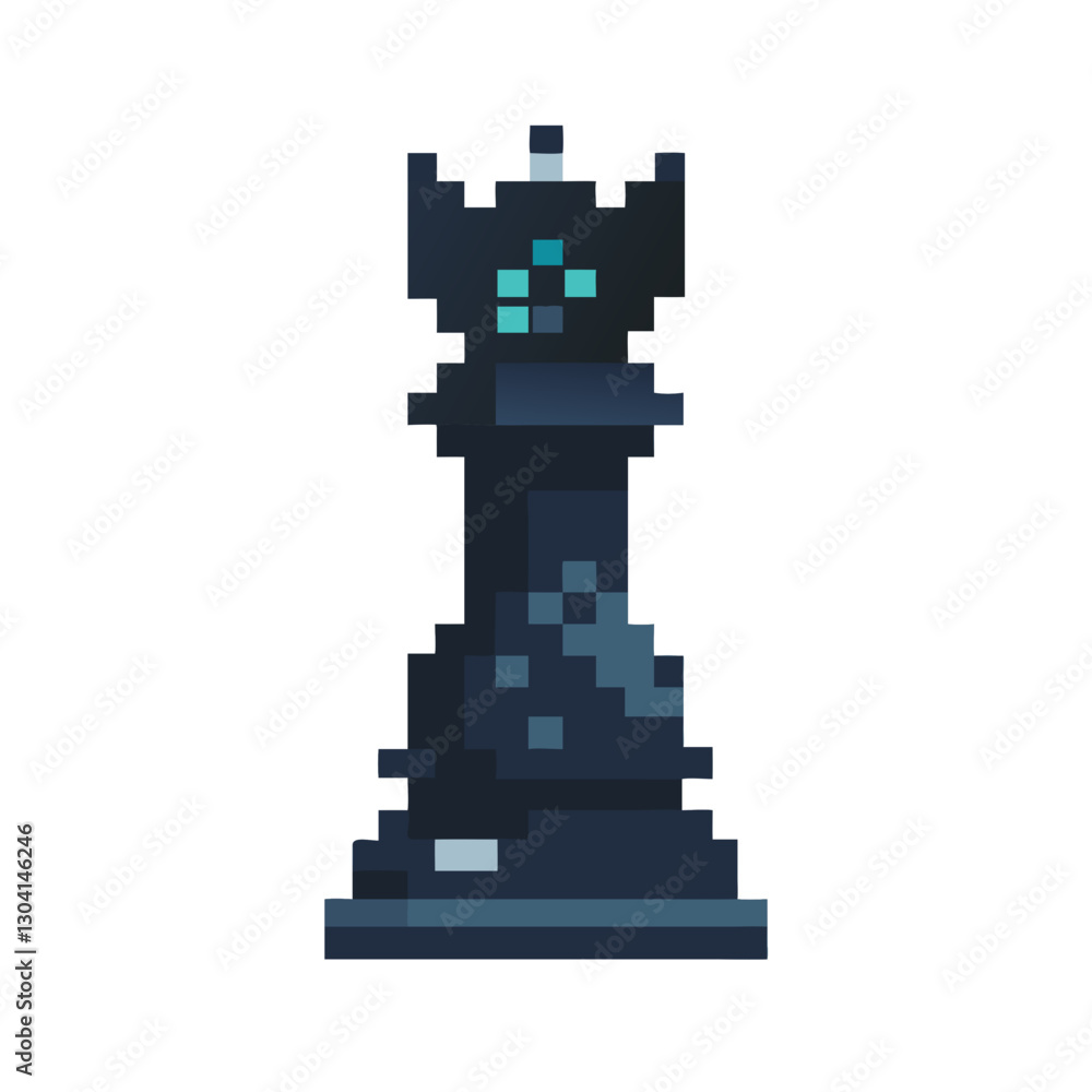 Fototapeta premium Pixelated chess queen digital icon