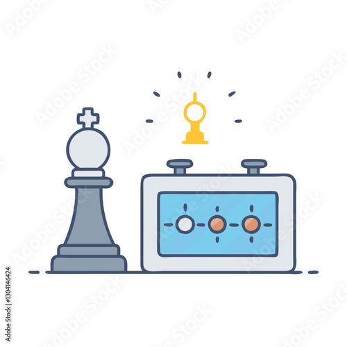 Chess pawn with strategy control panel icon