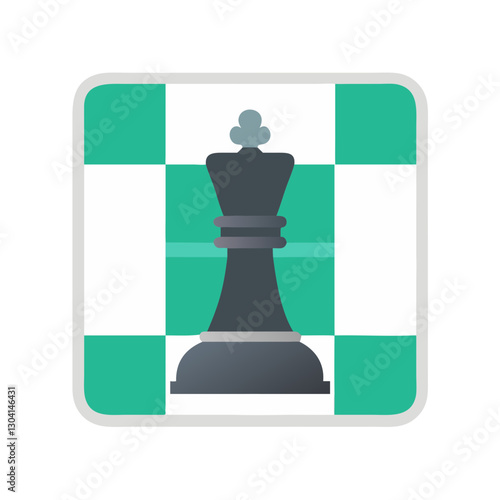 Chess king on digital chessboard icon
