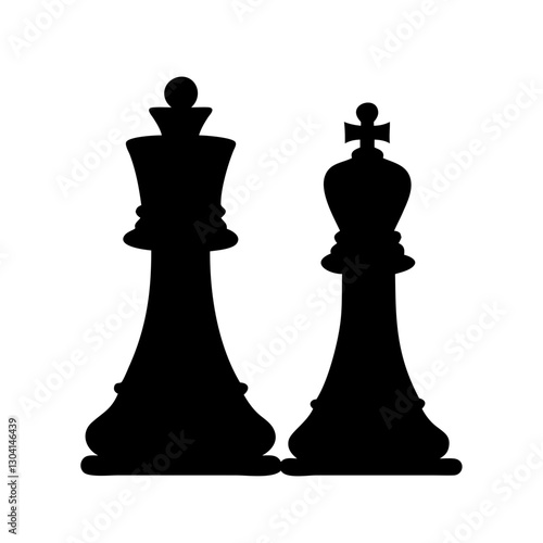 Chess king and queen silhouette icon