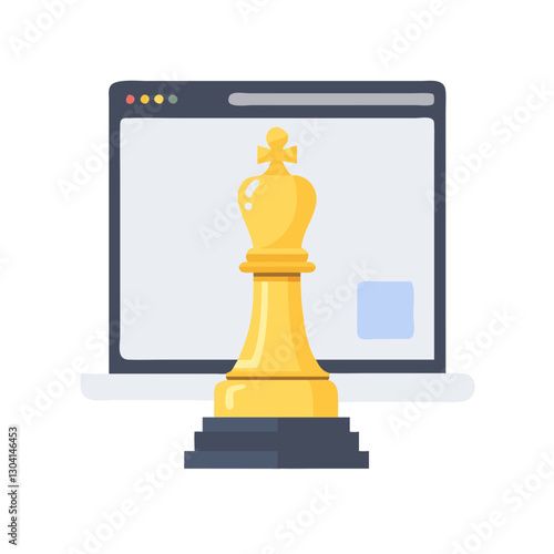 Digital chess king trophy on screen icon