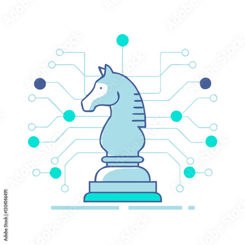 Chess knight with digital network connections