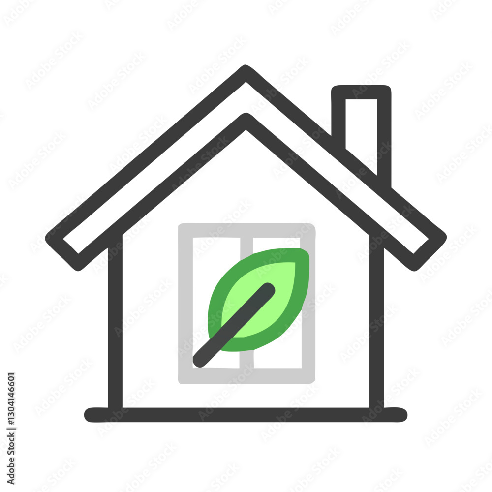 Sustainable smart home with green technology icon Sustainable smart home with green technology icon