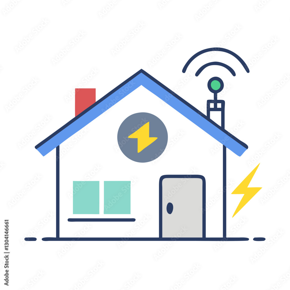 Smart home with renewable energy system icon Smart home with renewable energy system icon