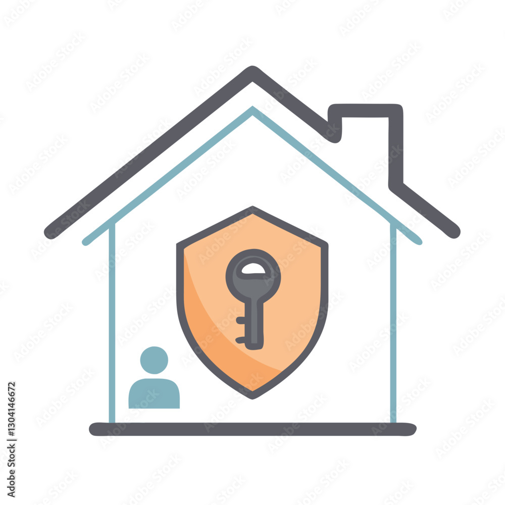 Smart home with advanced security shield icon Smart home with advanced security shield icon