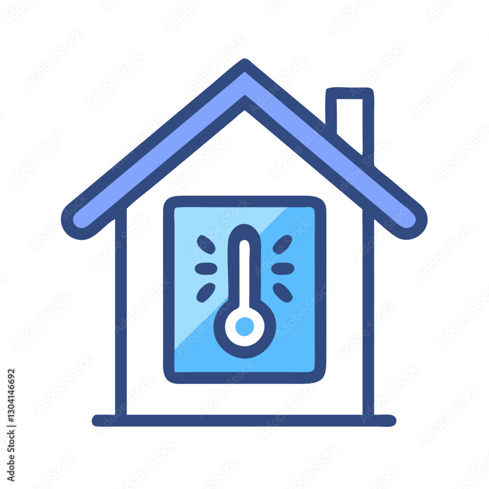 Smart home with digital thermostat icon Smart home with digital thermostat icon