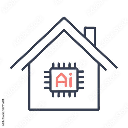 Smart home with AI-powered microchip icon