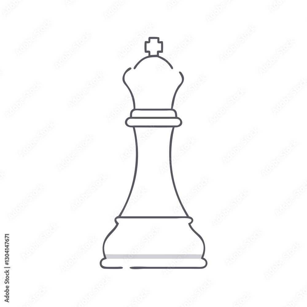Chess king with minimal line art icon Chess king with minimal line art icon