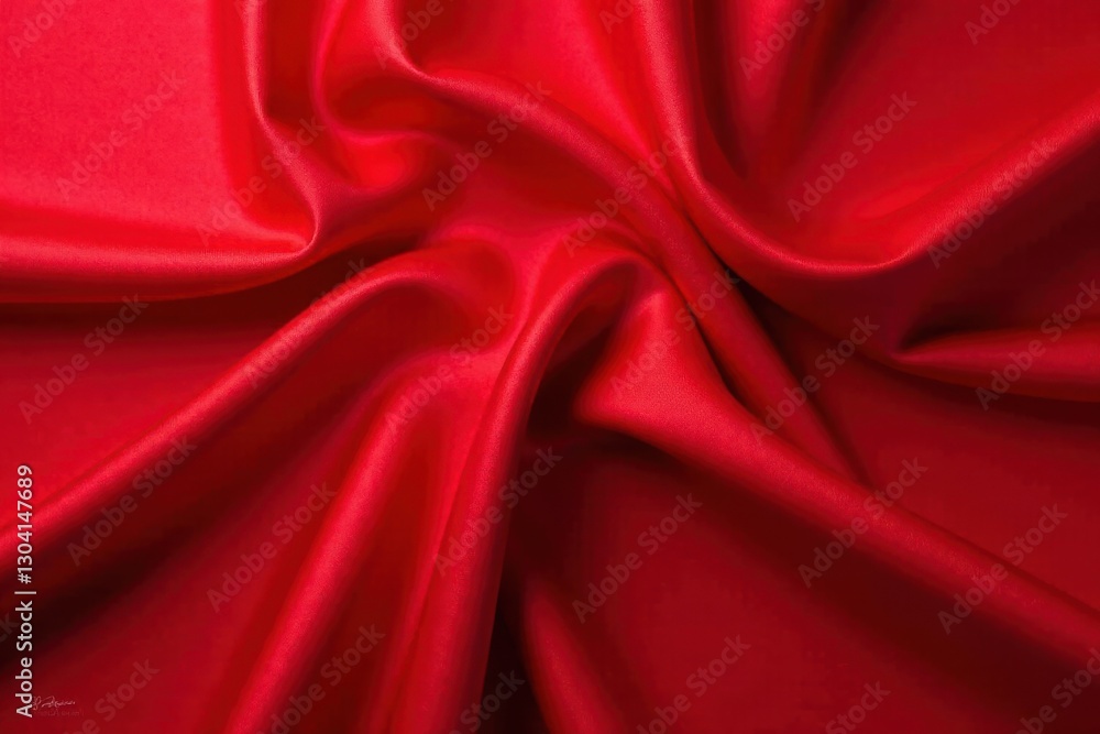 Fototapeta premium Crimson Drapery Luxurious Red Silk Fabric with Deep Folds and Soft Texture
