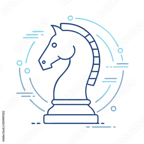 Chess knight with futuristic design icon