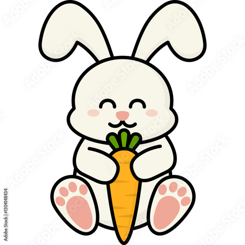 Easter Bunny Hugging Carrot Illustration