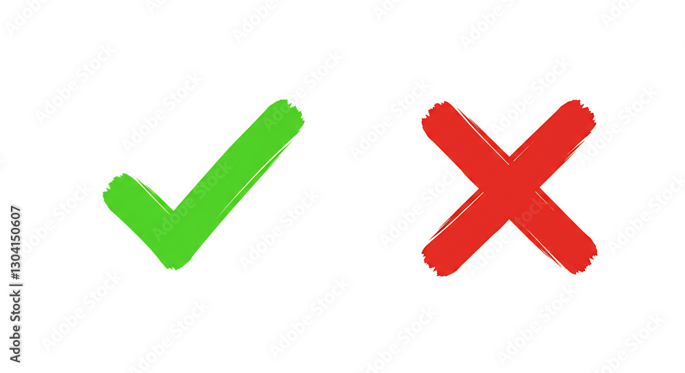 Obraz premium Bold Green Checkmark Red Cross Graphic Choice. AI Generated