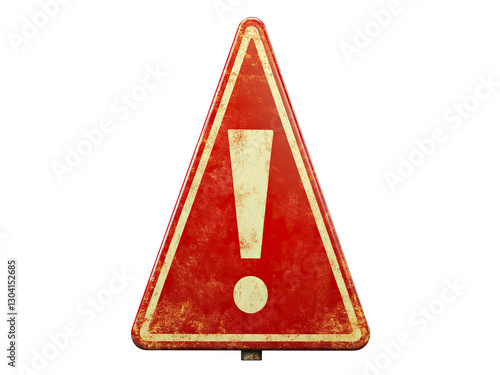 3d red warning sign