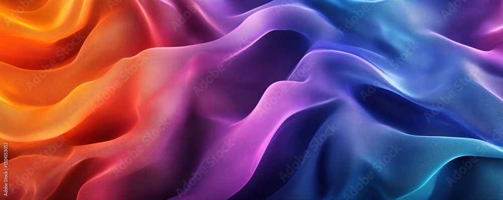 Fototapeta premium Vibrant rainbow fabric folds, abstract colorful textile texture.