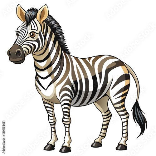Photography zebra on white background