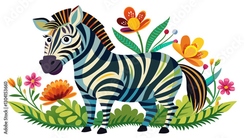 Photography zebra with flower