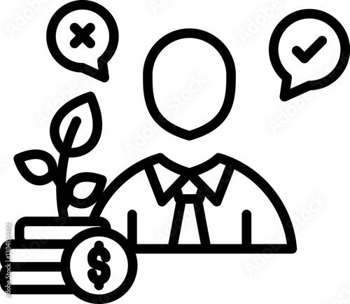 Investment Decisions Icon in Outline Style. Simple Vector Design. Simple Vector Outline Icon