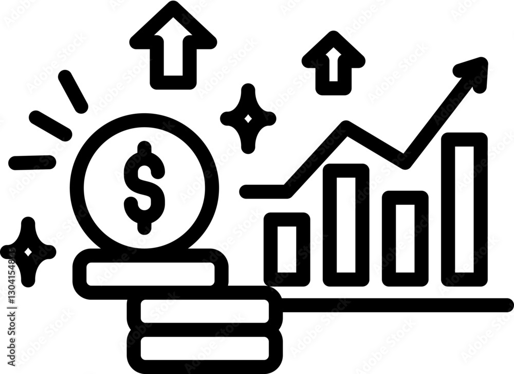 Profit Icon in Outline Style. Simple Vector Design. Simple Vector Outline Icon Profit Icon in Outline Style. Simple Vector Design. Simple Vector Outline Icon