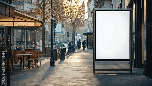 Wallpaper Mural Blank White Billboard on a City Street During Sunrise Torontodigital.ca