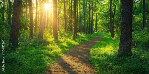 Sunlit Forest Trail Path photo