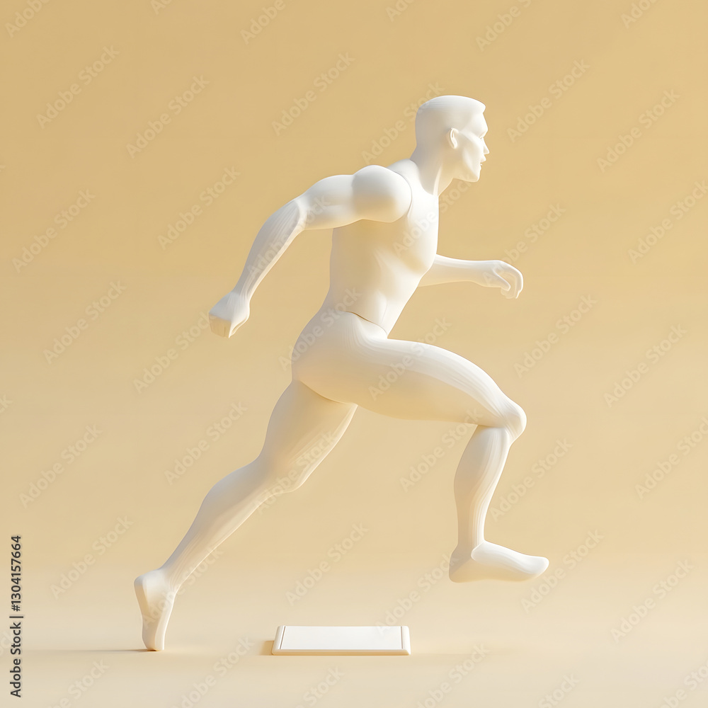 Minimalist 3D Plasticine Figure of Athlete Jumping with Number Plate Minimalist 3D Plasticine Figure of Athlete Jumping with Number Plate