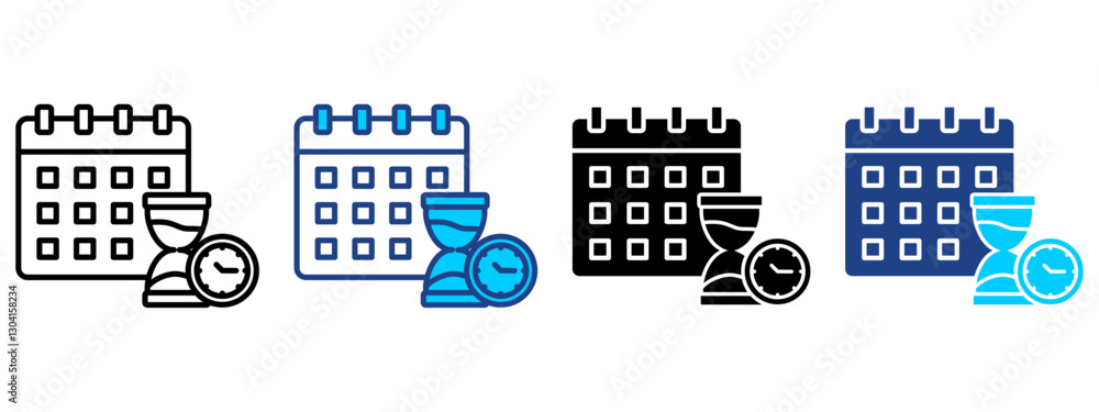 Naklejka premium Time Management Icon Set Multiple Style Collection