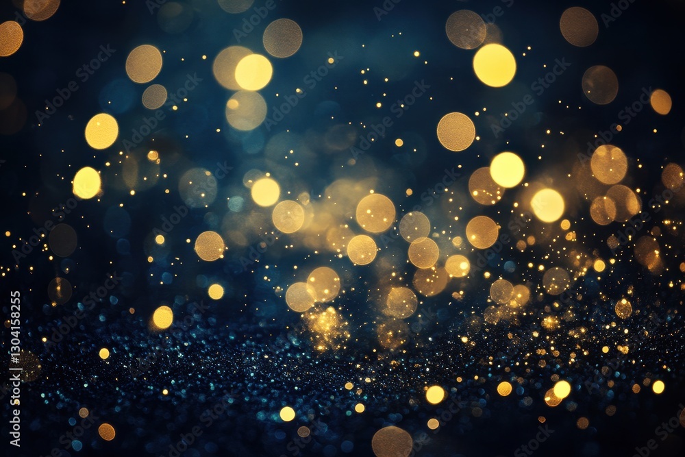Golden light sparkles beautifully on a deep navy blue background, adding warmth and elegance Golden light sparkles beautifully on a deep navy blue background, adding warmth and elegance