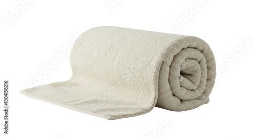 Soft cream towel neatly rolled serene ambiance. AI Generated