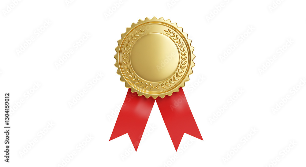Golden Award Medal Red Ribbon Achievement. AI Generated Golden Award Medal Red Ribbon Achievement. AI Generated