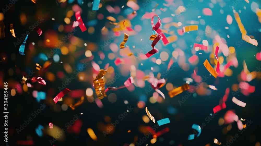 Festive Celebration with Vibrant Colorful Confetti Falling in Dynamic Motion Festive Celebration with Vibrant Colorful Confetti Falling in Dynamic Motion