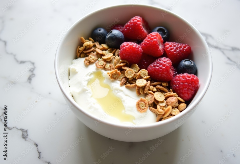 Yogurt bowl with granola, berries, and honey drizzle Yogurt bowl with granola, berries, and honey drizzle
