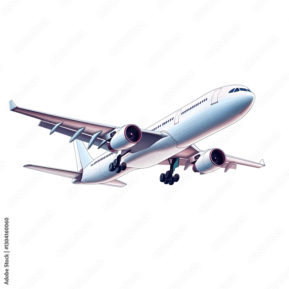 Commercial Airliner Aircraft in Flight on White Background Commercial Airliner Aircraft in Flight on White Background