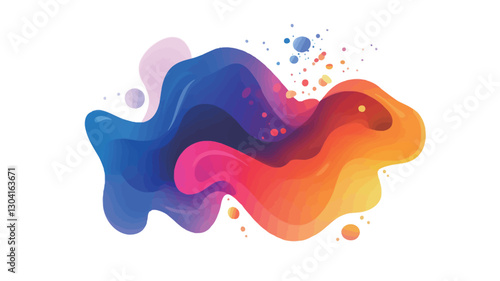 The image depicts an abstract composition of colorful liquid shapes.  The shapes are primarily blue, pink, orange, and yellow, blending smoothly into one another creating a gradient effect.