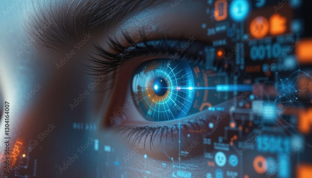 Futuristic Eye Biometric Scan Interface - Biometric Technology Futuristic Eye Biometric Scan Interface - Biometric Technology